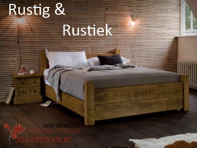 Eiken bed model rustig en rustiek. Alleseiken.nl