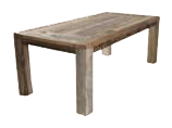 Massief eiken tafels, eeuwenoud en ruig