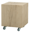 Massief eiken houten blok met zwenkwielen als bijzettafel