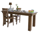Oud eiken eettafel Cornfield bourgondisch met poten binnen het frame, Frans model