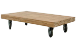 Vlotte bijzettafel Skateboard, oud eiken bijzettafel op zwenkwieltjes