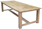 Frans oud eiken kloostertafel Barnyard met voetregels bij Alleseiken.nl