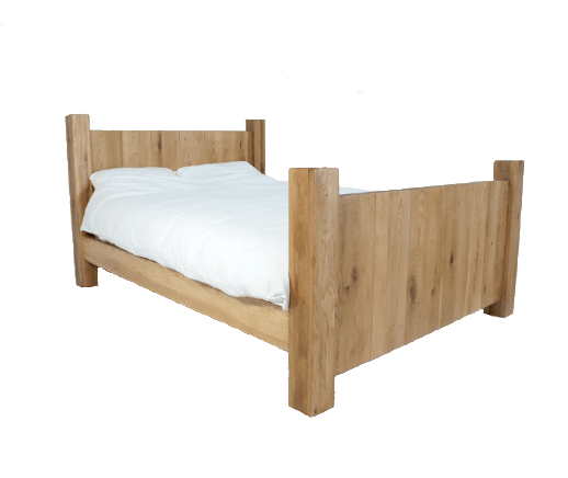 Tweepersoons eiken bed. Maar ook eenpersoons industrieel eiken bedden.