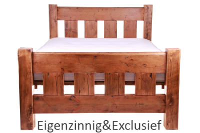 Eikenhouten bed, model eigenzinnig