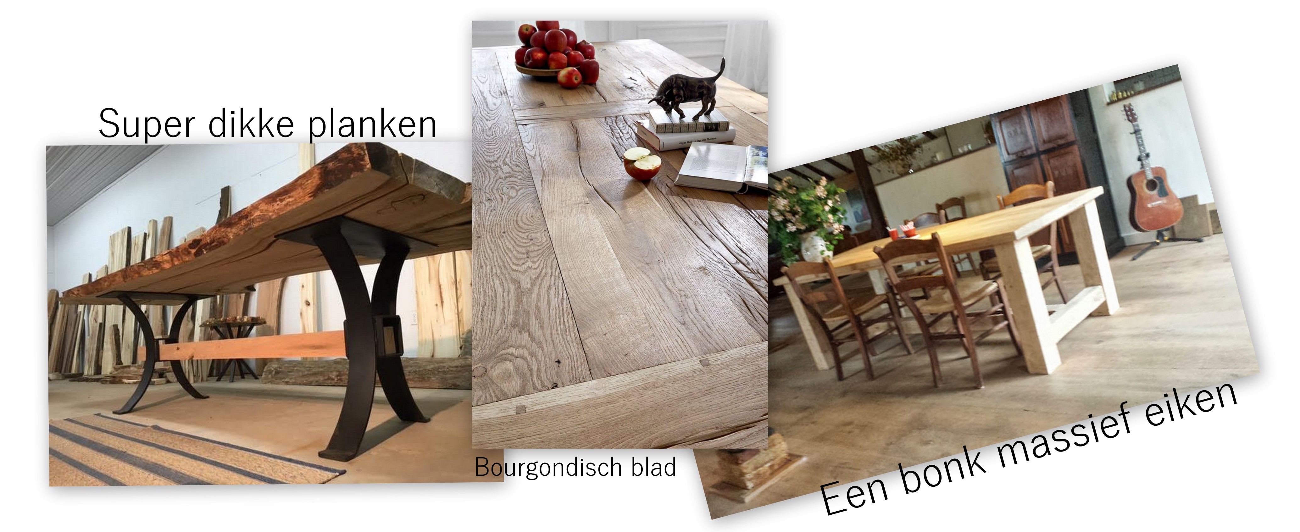 Eiken tafel . Puur massief en handgemaakt Hollands handwerk.